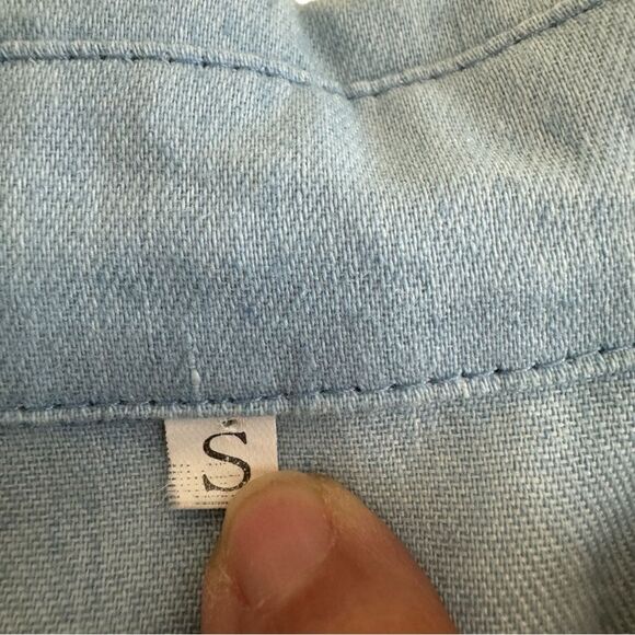 Tiered Button Down Dress Short Sleeve Casual Light Blue - Picture 4 of 8